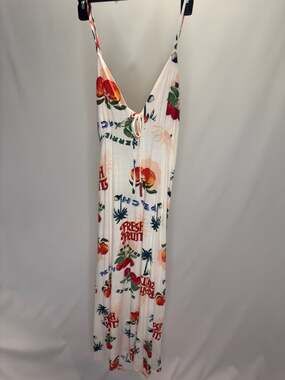 Paper Heart Fresh Fruit Print V-Neck Spaghetti Strap Maxi Dress